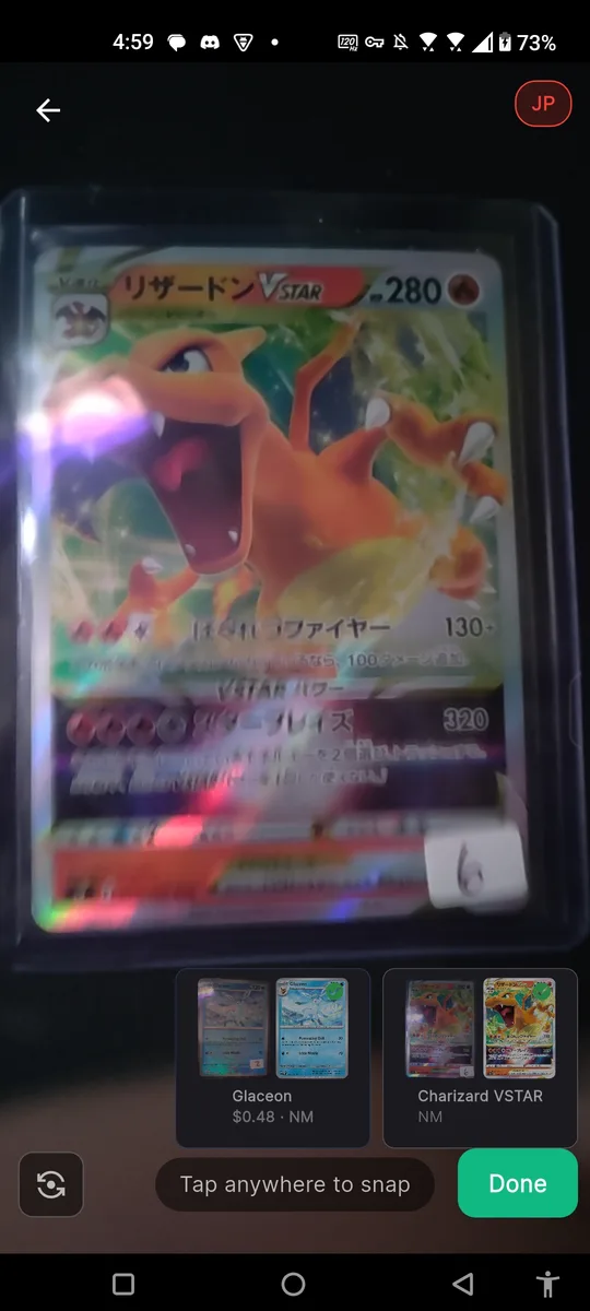 card-exchange identifying a Japanese Pokémon card from the camera, on-device and offline